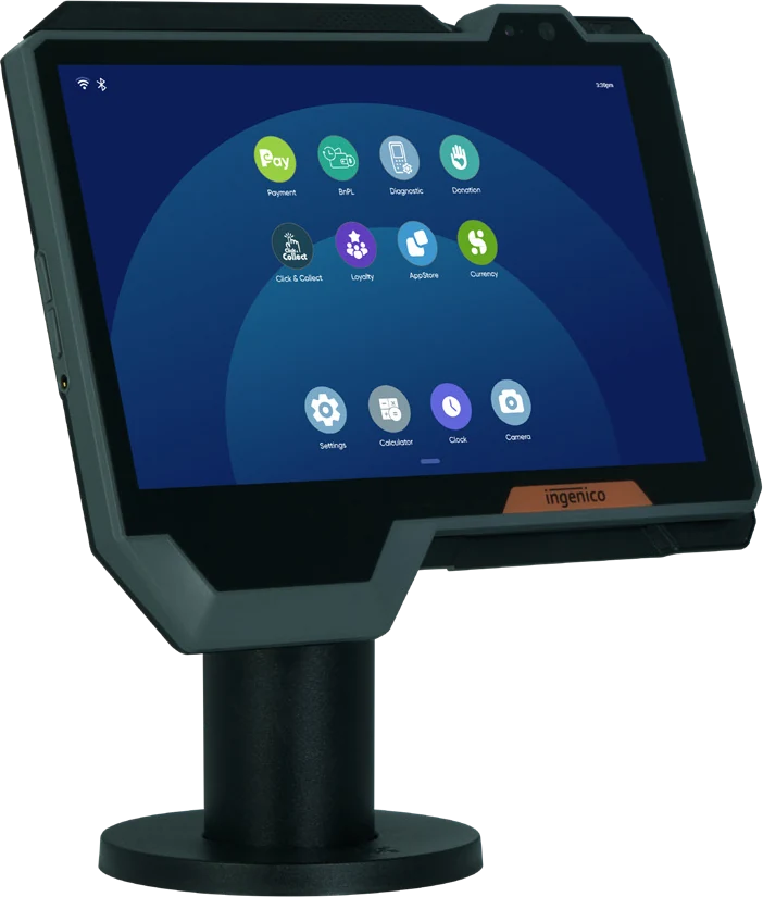 Ingenico Axium RX9000 customer-facing Android payment tablet on a stand