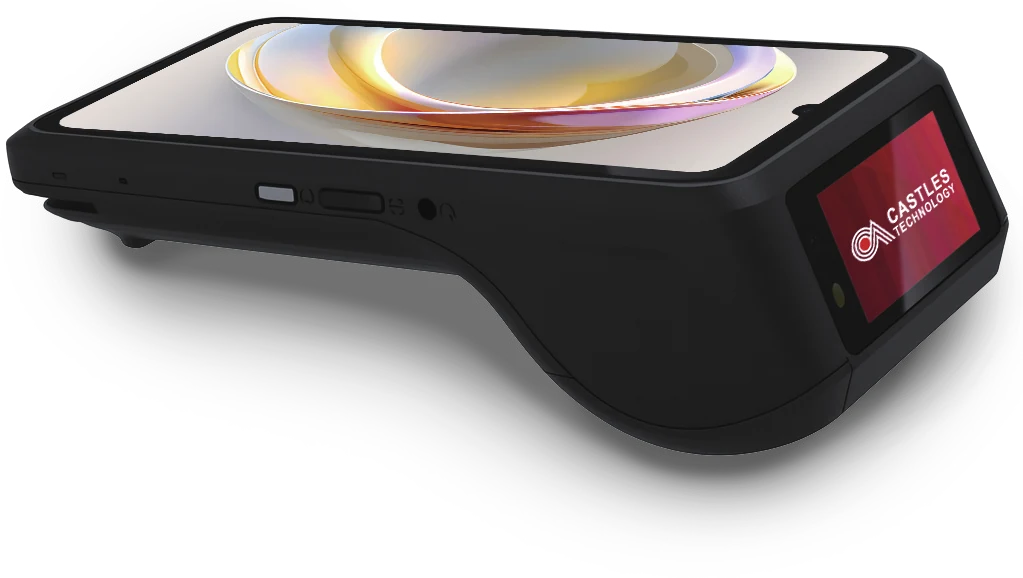 Castles S1F4 MAX DUO portable payment terminal with customer-facing second screen